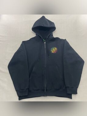 Koloa Surf Company Black Hoodie Mens M~ Full Zip Long Sleeve Kauai Hawaii Y2K